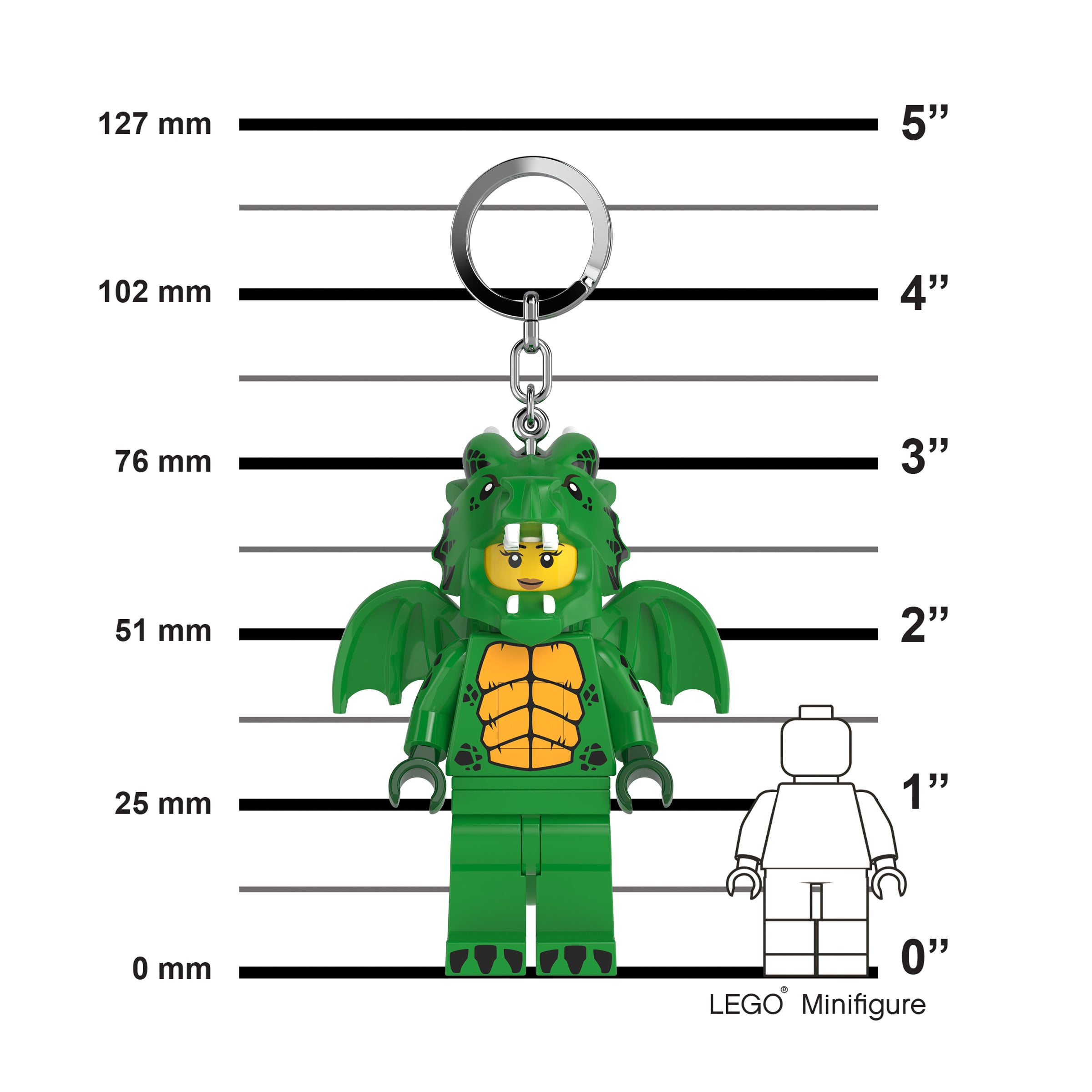 MOB brelok z latarką LEGO Zielony Smok figurka z zielonym smokiem i skrzydłami