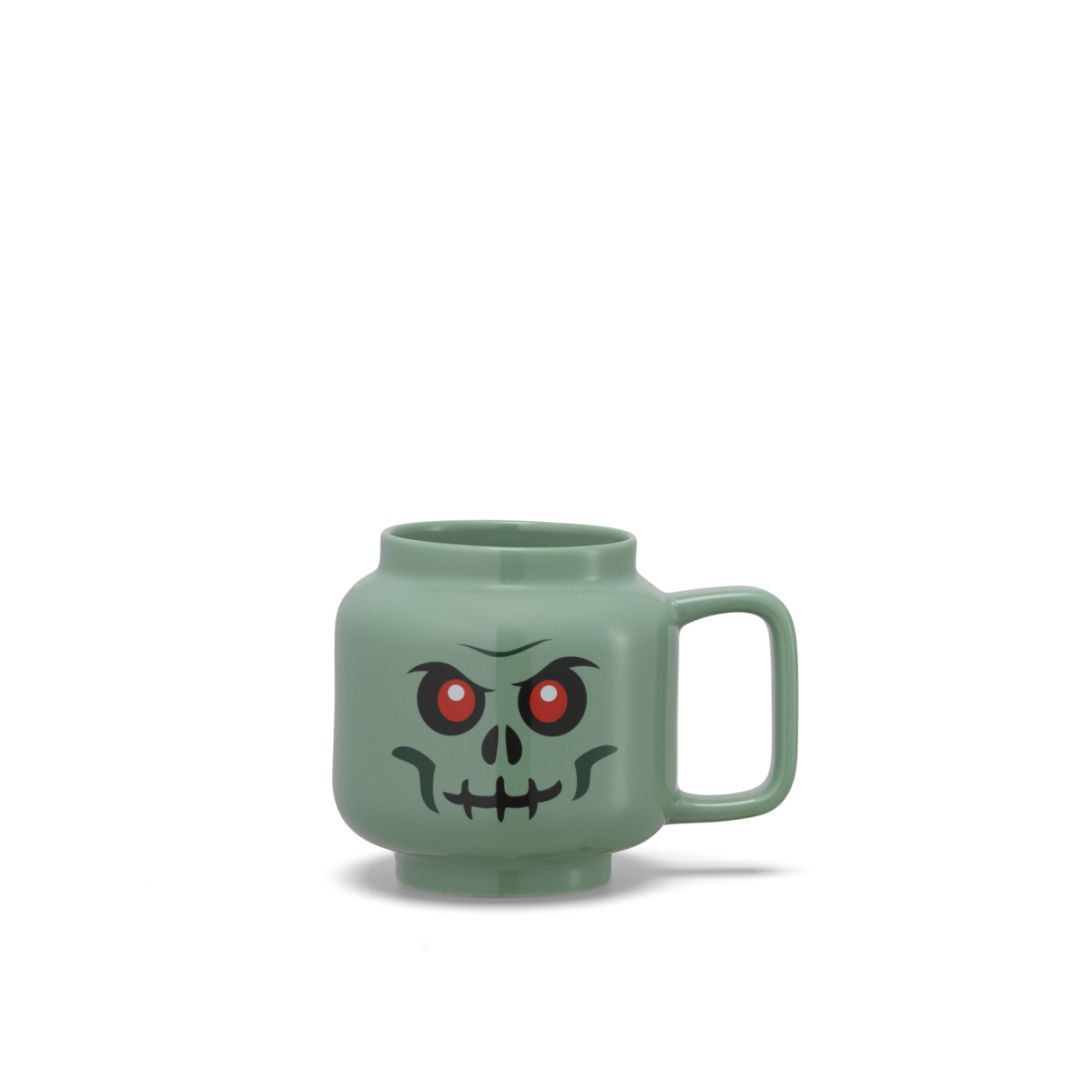 kubek LEGO Zombie zielony z nadrukiem twarzy zombie i uchwytem do picia