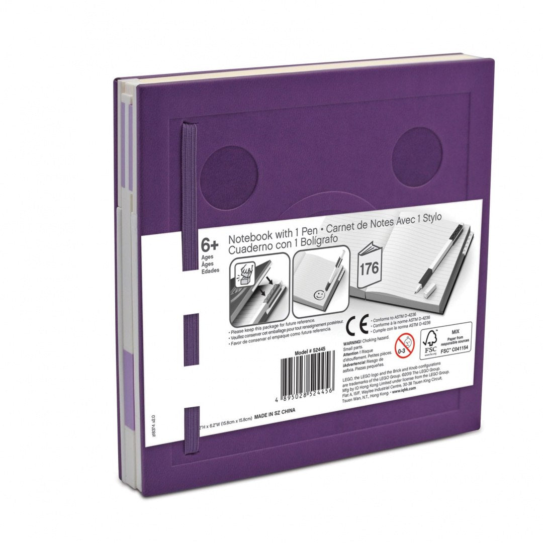 Fioletowy notatnik LEGO fioletowy z miejscem na długopis i 176 stron do zapisywania notatek