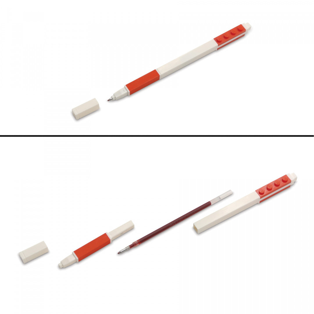 Czerwono-biały długopis w stylu klocków LEGO do kwadratowy notatnik LEGO od BV JACOB COMPANY