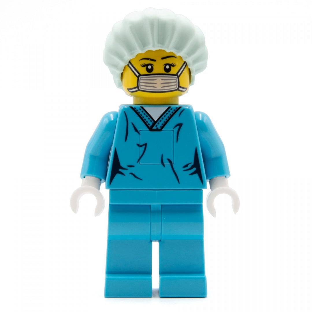 Latarka LEGO chirurg figurka lekarza w niebieskim uniformie i maseczce ochronnej