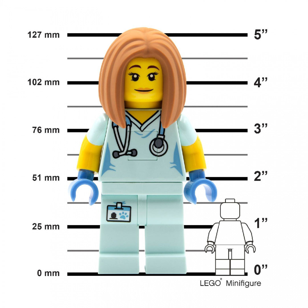 Latarka LEGO weterynarka figurka lekarza zwierząt z stetoskopem i identyfikatorem