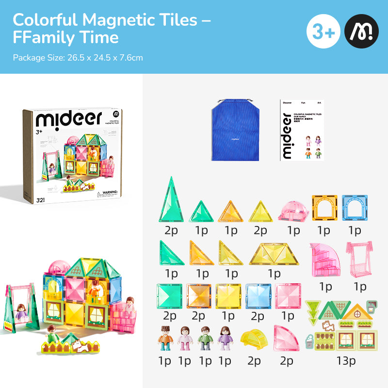 Klocki magnetyczne mideer - Rodzina (32 el.)