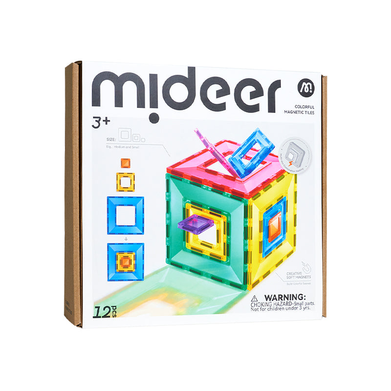 Klocki magnetyczne mideer - kolorowe kwadraty (12 el.)
