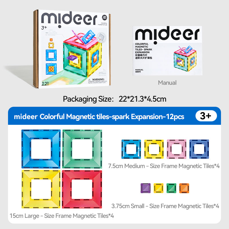 Klocki magnetyczne mideer - kolorowe kwadraty (12 el.)