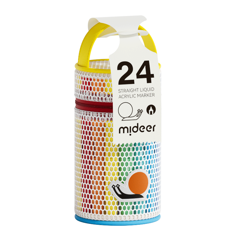 Markery akrylowe płynne z pędzelkową końcówką mideer – 24 kolory w tubie