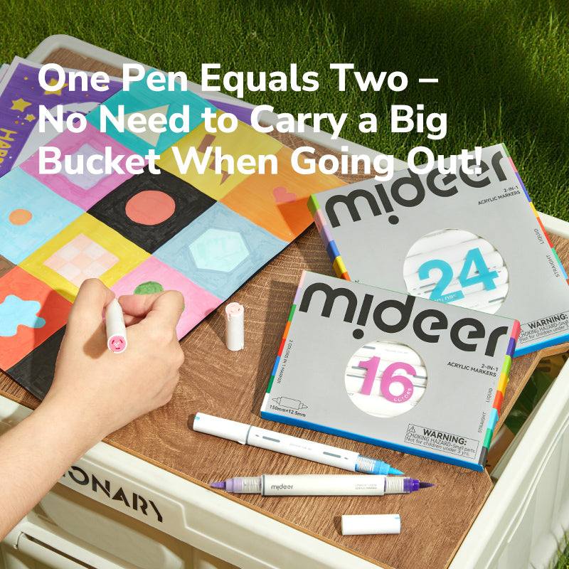 Markery akrylowe dwustronne 2w1 mideer – 16 kolorów