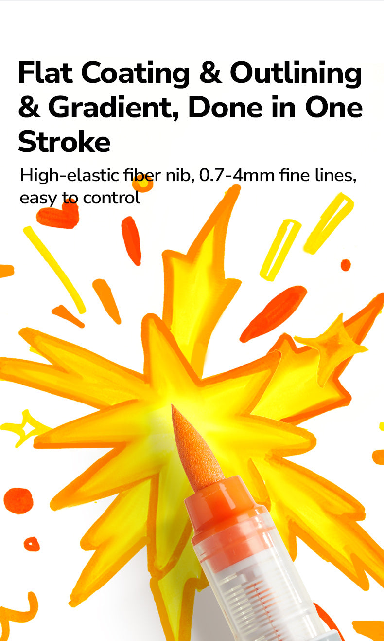 Markery akrylowe dwustronne 2w1 mideer – 16 kolorów