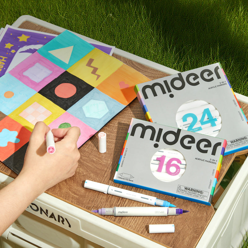 Markery akrylowe dwustronne 2w1 mideer – 24 kolory