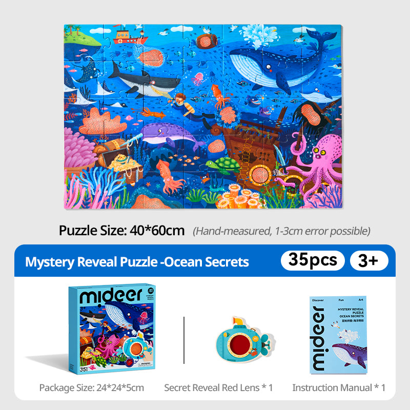Sekretne puzzle z okularami 3D mideer – Ocean (35 el.) [nowe opakowanie]