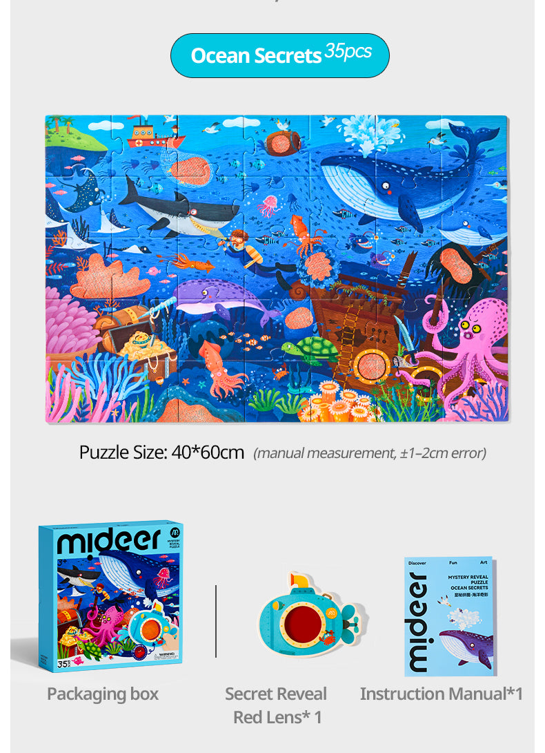 Sekretne puzzle z okularami 3D mideer – Ocean (35 el.) [nowe opakowanie]