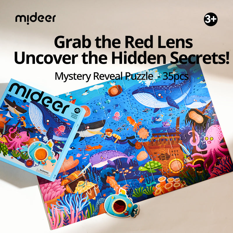 Sekretne puzzle z okularami 3D mideer – Ocean (35 el.) [nowe opakowanie]