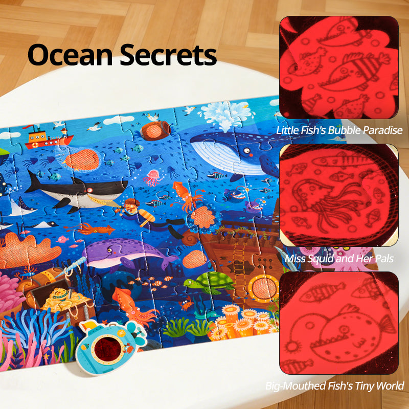 Sekretne puzzle z okularami 3D mideer – Ocean (35 el.) [nowe opakowanie]