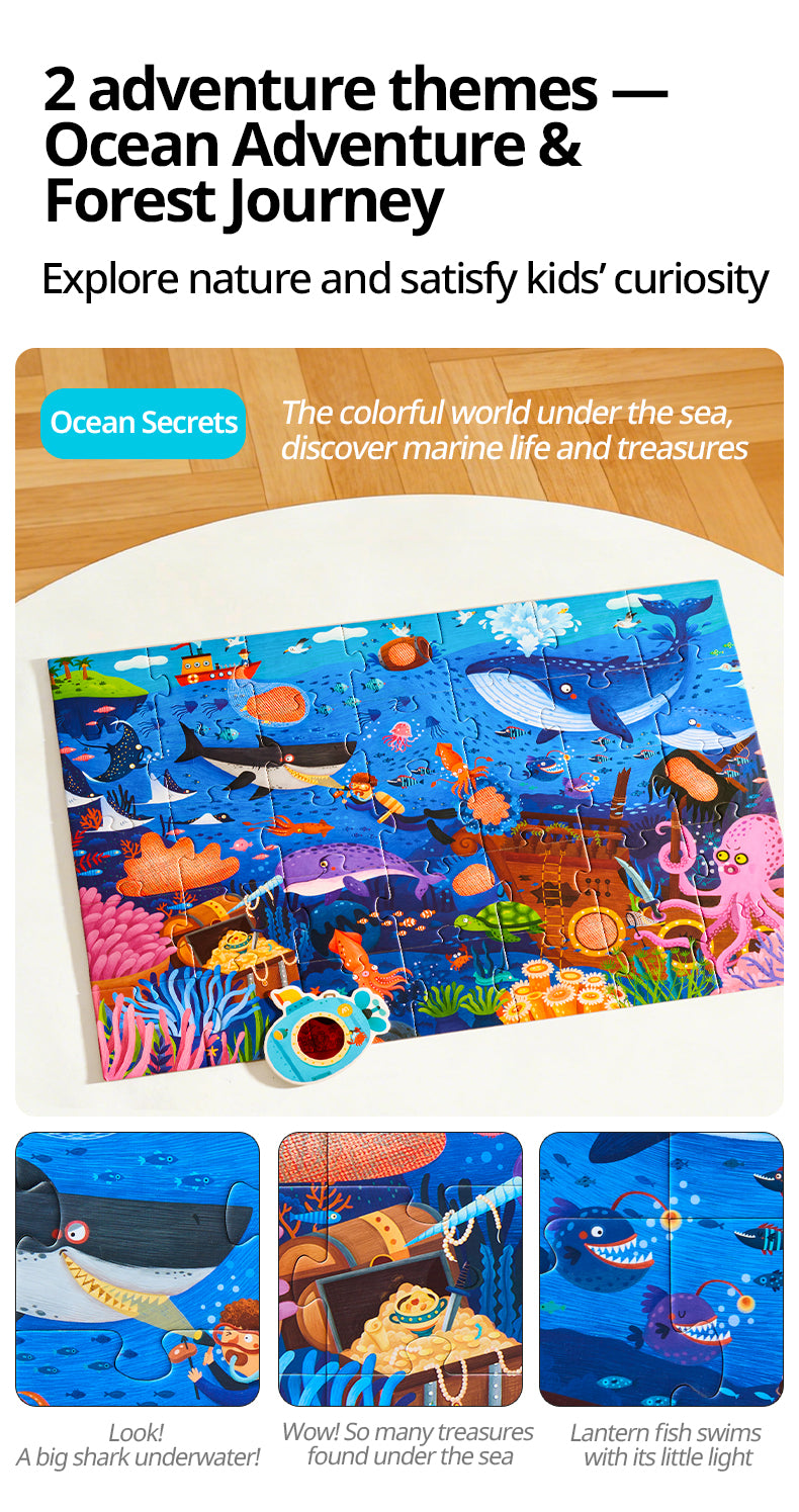 Sekretne puzzle z okularami 3D mideer – Ocean (35 el.) [nowe opakowanie]