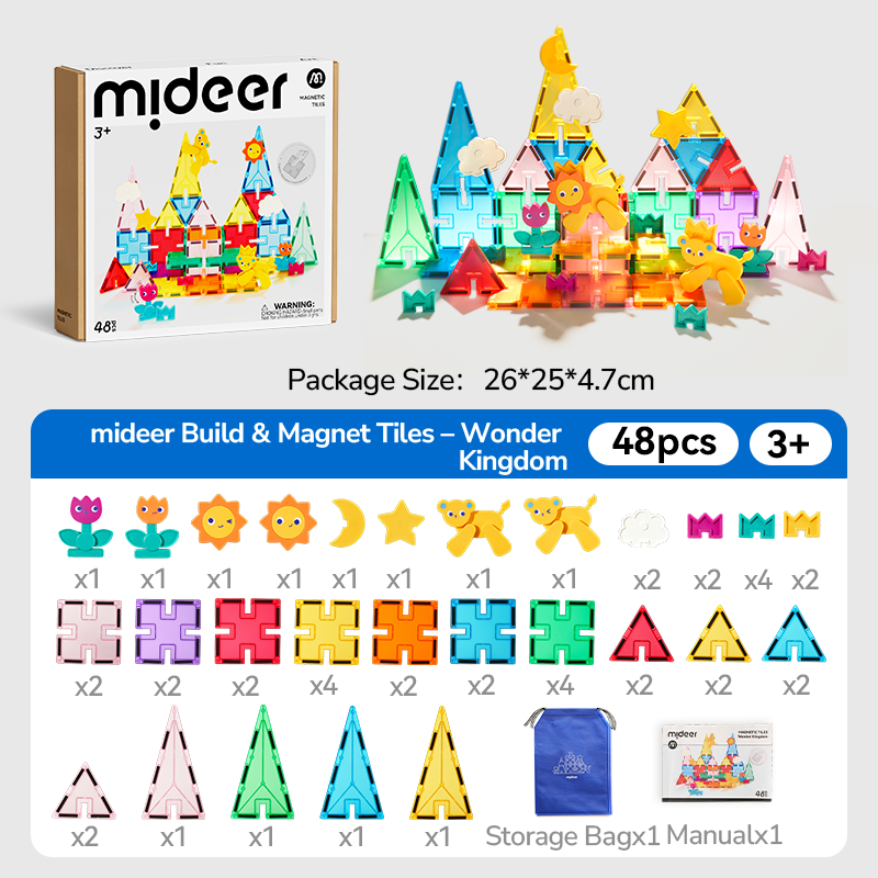 Klocki magnetyczne mideer - Wonder Kingdom (48 el.)