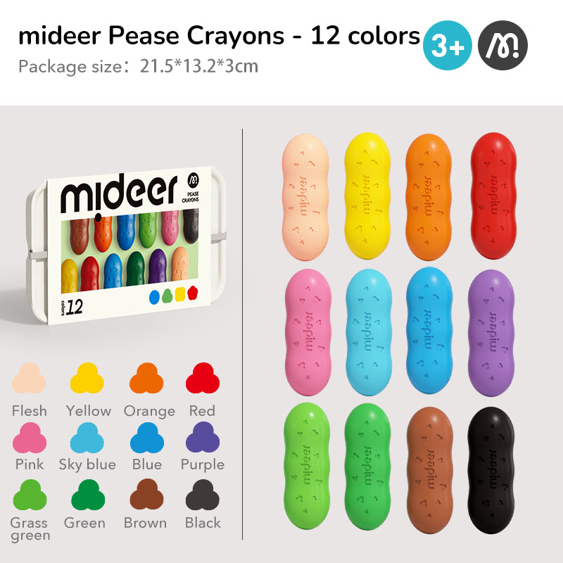 Prime matite-fagiolo cerate in cera d'api mideer – 12 colori