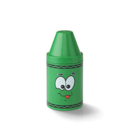 Zielony pojemnik na kredki Crayola zielony z uśmiechniętą twarzą i zakrętką w kształcie kredki