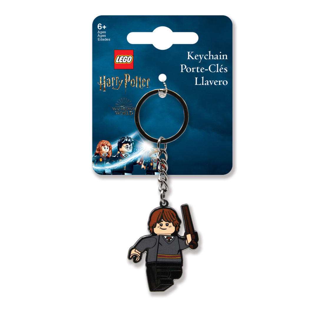 brelok LEGO Harry Potter Ron Weasley z figurką postaci w mundurku Hogwartu z różdżką