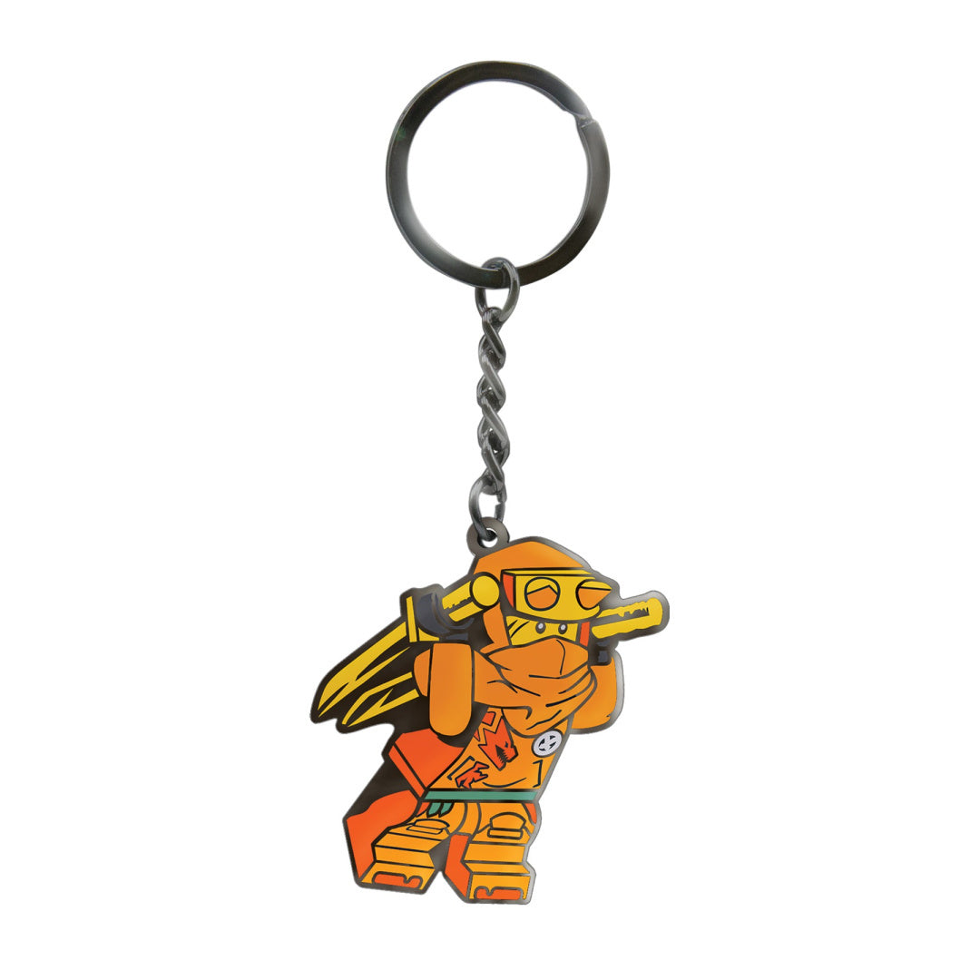 Brelok LEGO Ninjago Arin w pomarańczowym stroju z metalowym pierścieniem do kluczy