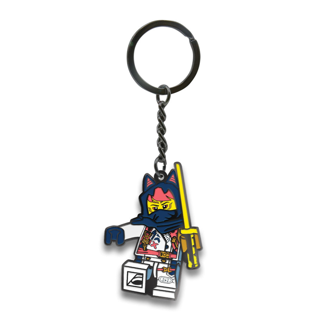 Brelok LEGO Ninjago Sora z postacią ninja trzymającą żółty miecz i ubranej w biało-czerwony strój