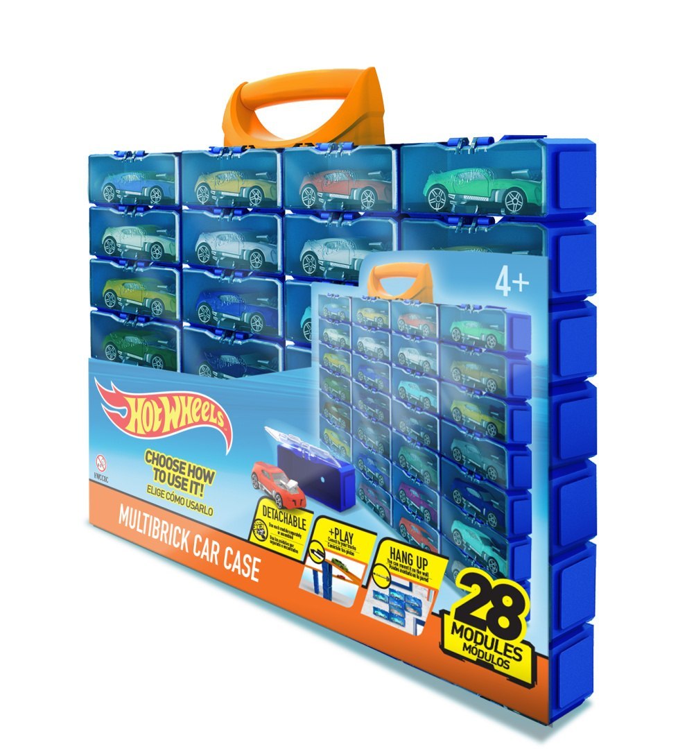 Modułowa walizka Hot Wheels z 28 modułami i uchwytem na zabawkowe samochodziki
