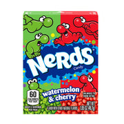Nerds watermelon cherry candies Yamann in colorful packaging with green and red patterns