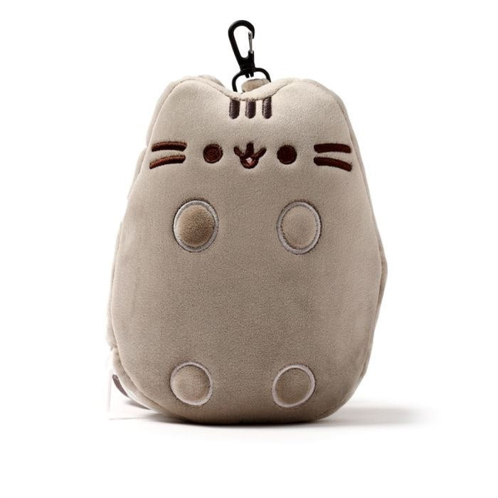 Pluszowa poduszka podróżna Pusheen w kształcie szarego kota z karabińczykiem Puckator