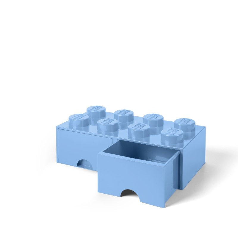 Niebieska szuflada LEGO na klocki w kształcie klasycznego klocka LEGO do przechowywania
