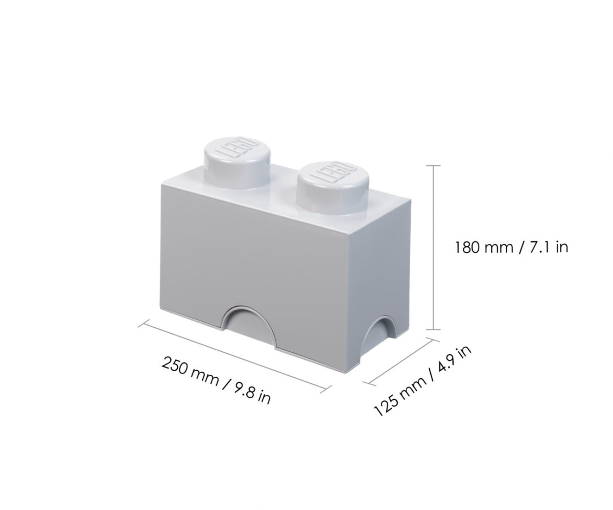 Szary pojemnik LEGO Brick szary w kształcie klocka z wymiarami 250x125x180 mm