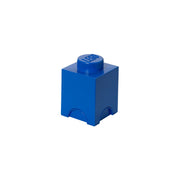 Niebieski pojemnik LEGO na zabawki w kształcie klocka z logo LEGO na wieczku