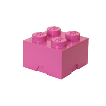 Pojemnik LEGO różowy w kształcie klocka do przechowywania z logo LEGO na wypustkach