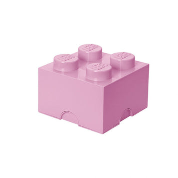 Pojemnik LEGO Brick 4 jasnoróżowy w kształcie kostki z wypukłymi elementami LEGO do przechowywania