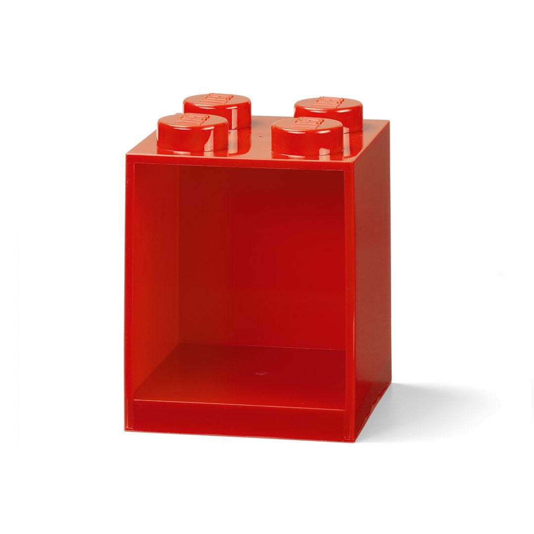 Czerwona półka LEGO Brick 4 z otwartą przestrzenią do przechowywania z klockami na górze