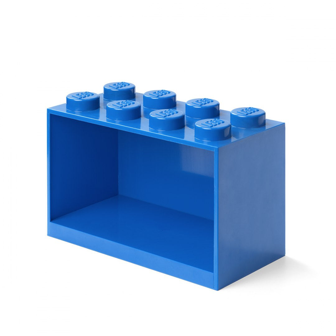 Niebieska półka LEGO na zabawki w kształcie dużej kostki konstrukcyjnej