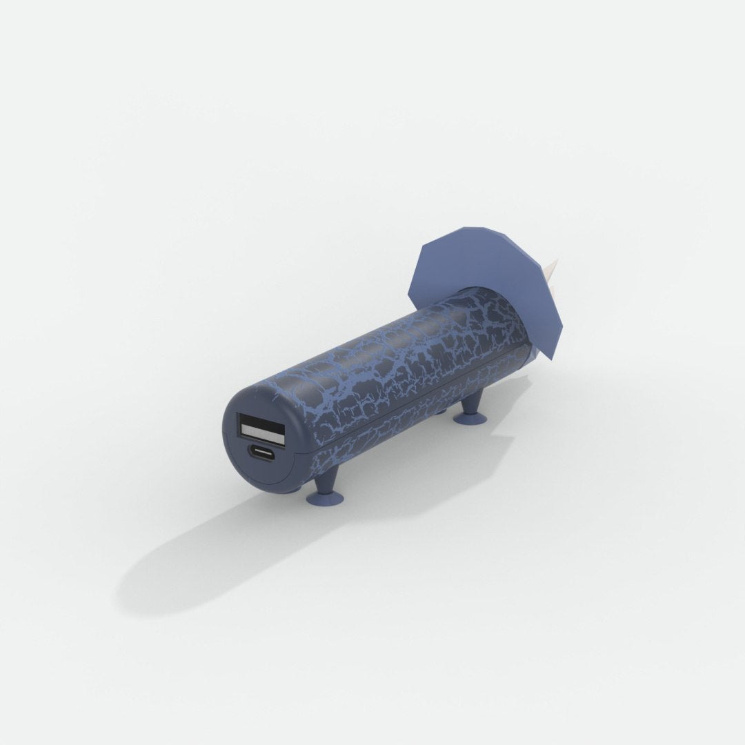 Powerbank dino 4800 mAh marki Yamann w kształcie niebieskiego dinozaura z portami USB