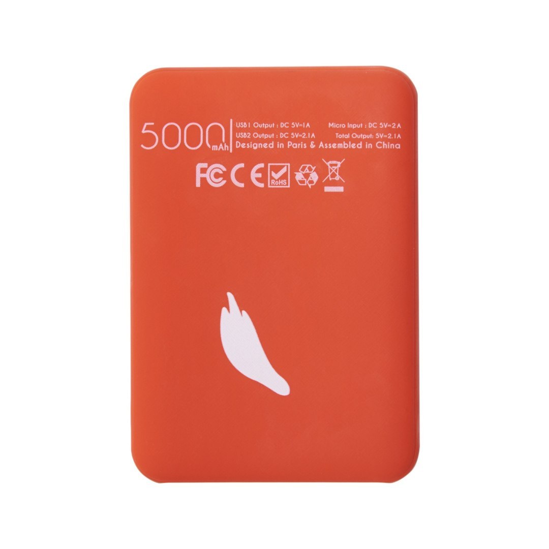 Powerbank Lis 5000 mAh marki Yamann w pomarańczowym kolorze z prostym designem