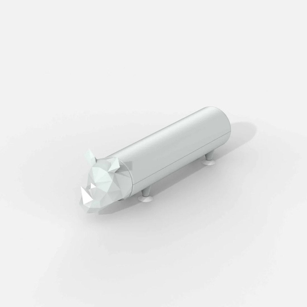 Biały powerbank nosorożec 4800 mAh o nowoczesnym geometrycznym designie od Yamann