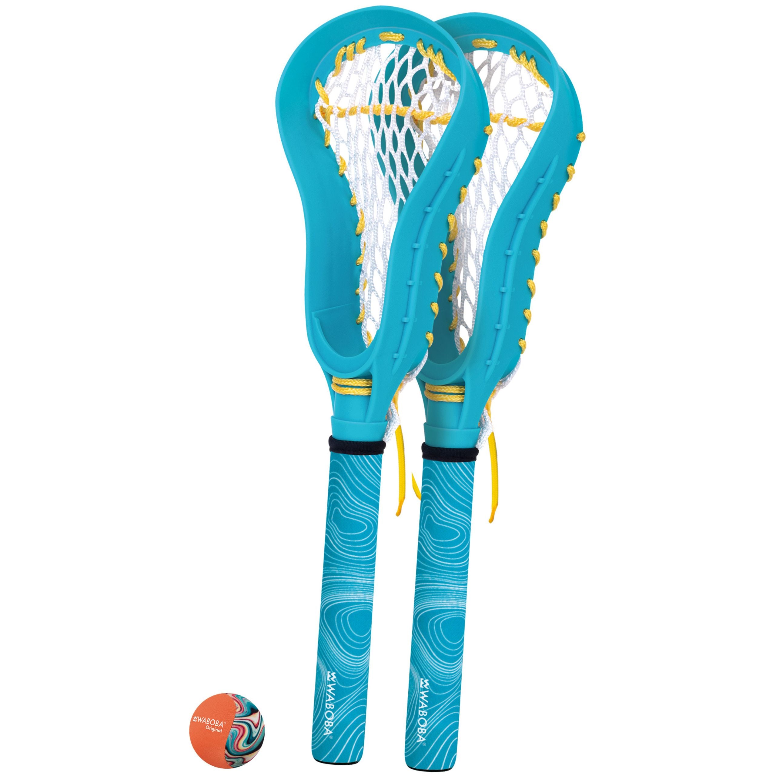Zestaw do lacrosse dla dzieci Yamann z dwoma niebieskimi kijami i piłką do gry