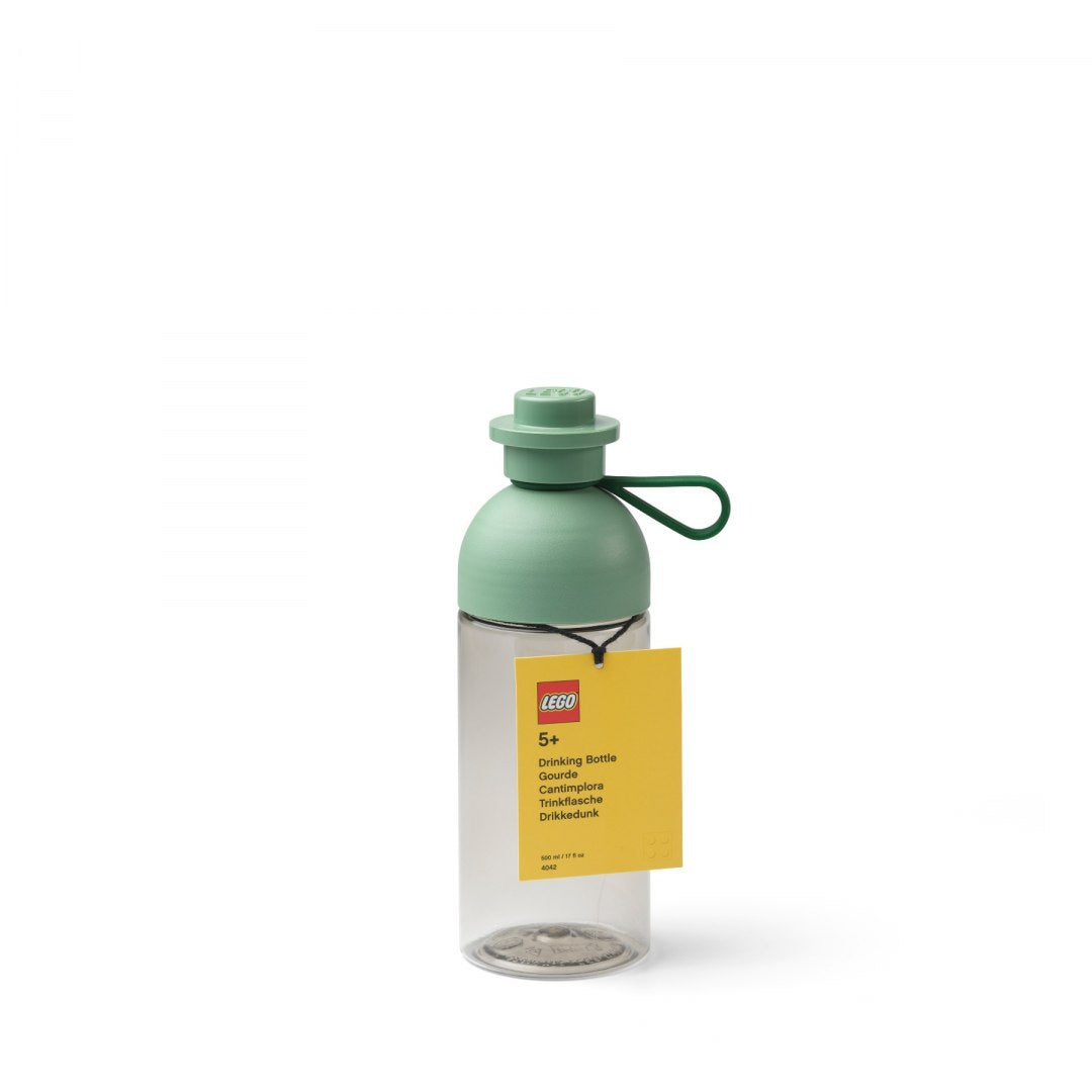 LEGO butelka LEGO przezroczysta 500 ml z zieloną zakrętką i praktycznym uchwytem