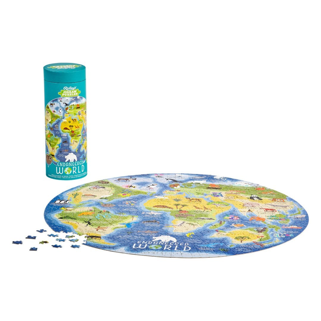 Puzzle z zagrożonymi gatunkami 1000 elementów od Galison z mapą świata i zwierzętami