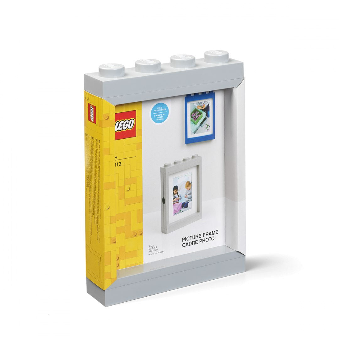 LEGO ramka LEGO na zdjęcia szara z klocków do przechowywania i ekspozycji fotografii