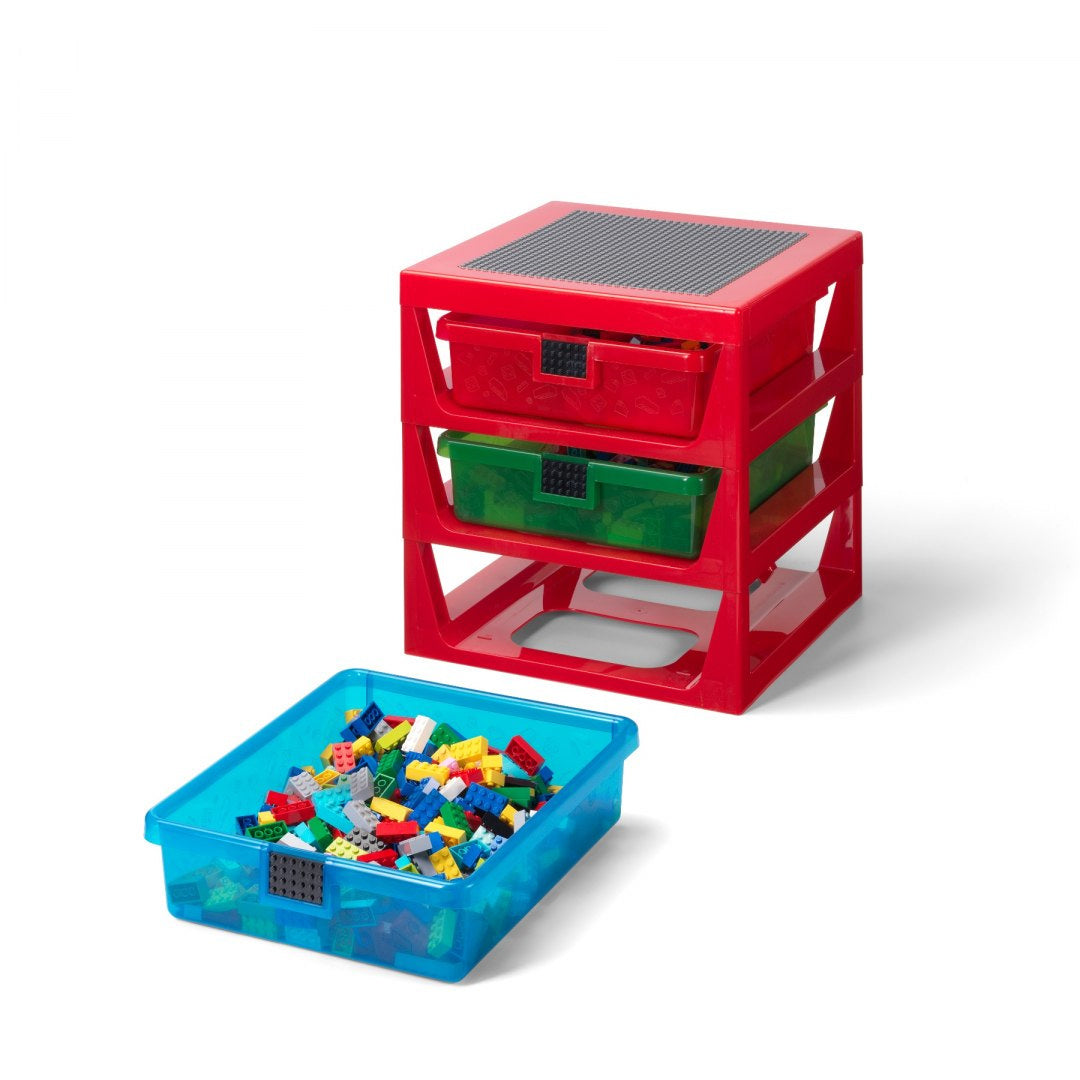 LEGO regał LEGO z szufladami do przechowywania klocków w kolorowych pojemnikach