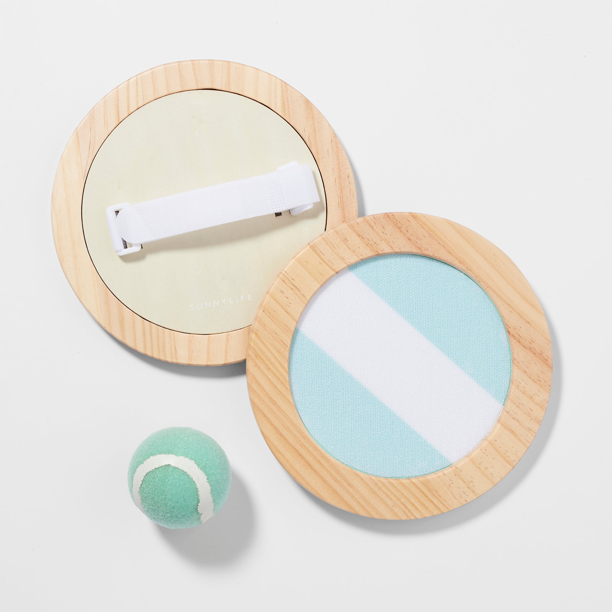 Zestaw do gry w piłkę plażową SUNNY LIFE z drewnianymi rakietami i miękką piłką do zabawy na plaży