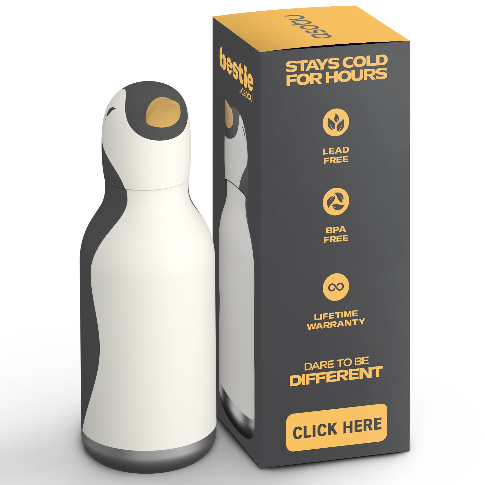 Butelka termiczna ze słomką Bestie Asobu – Pingwin 460 ml