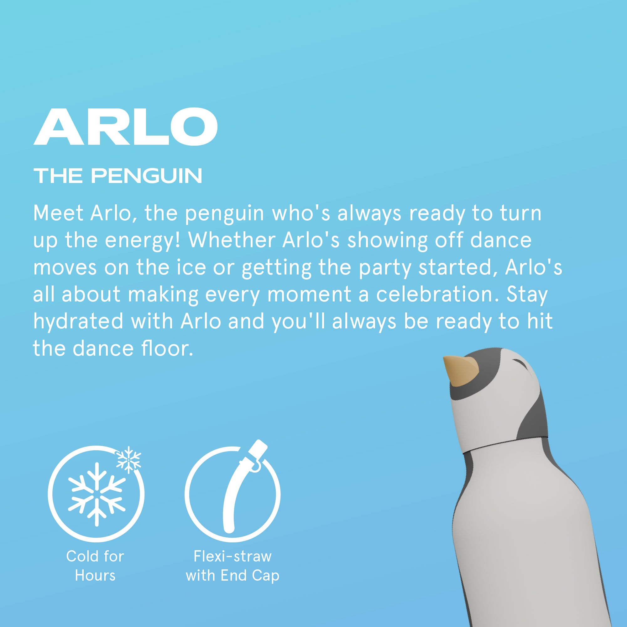 Butelka termiczna ze słomką Bestie Asobu – Pingwin 460 ml