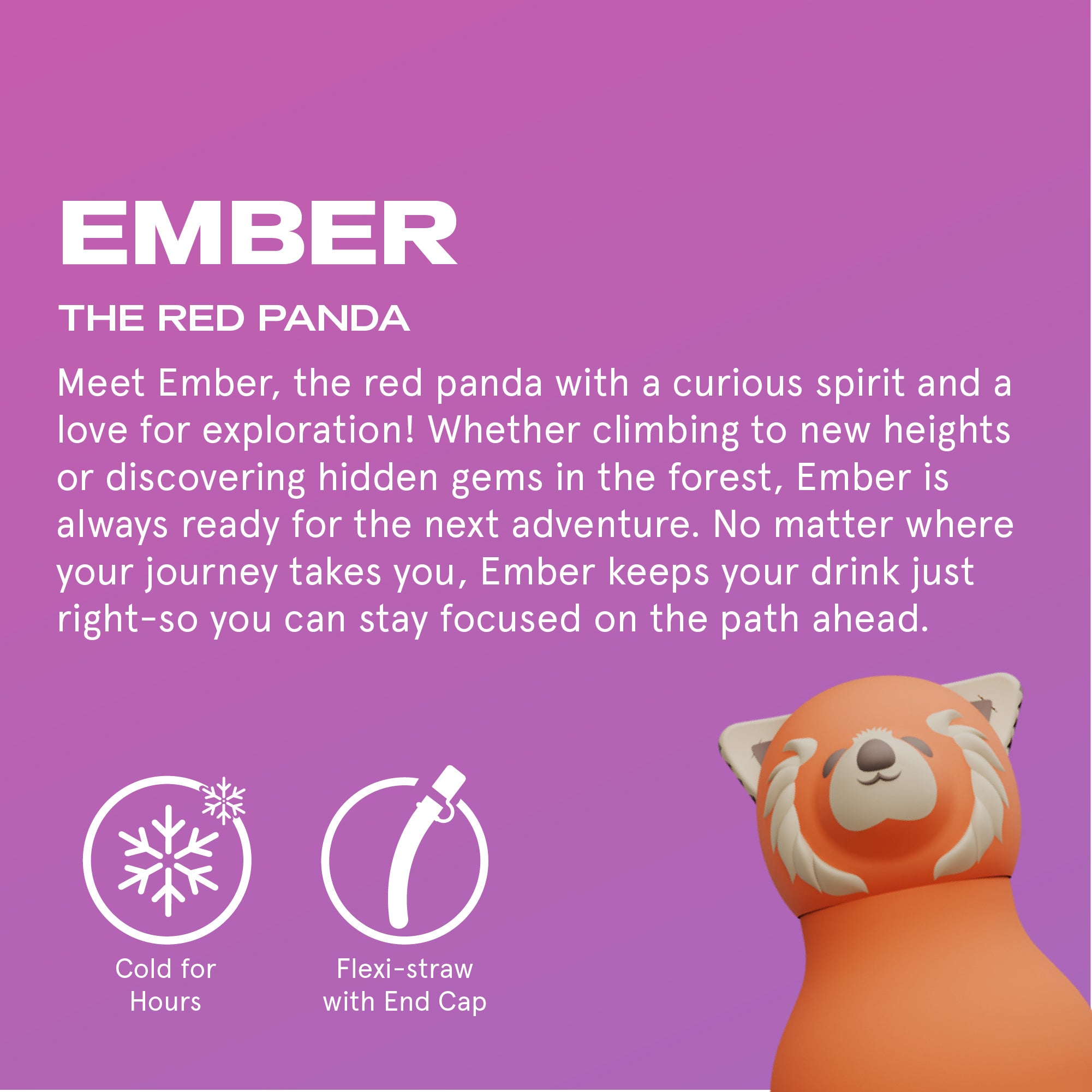 Butelka termiczna ze słomką Bestie Asobu – Czerwona Panda 460 ml