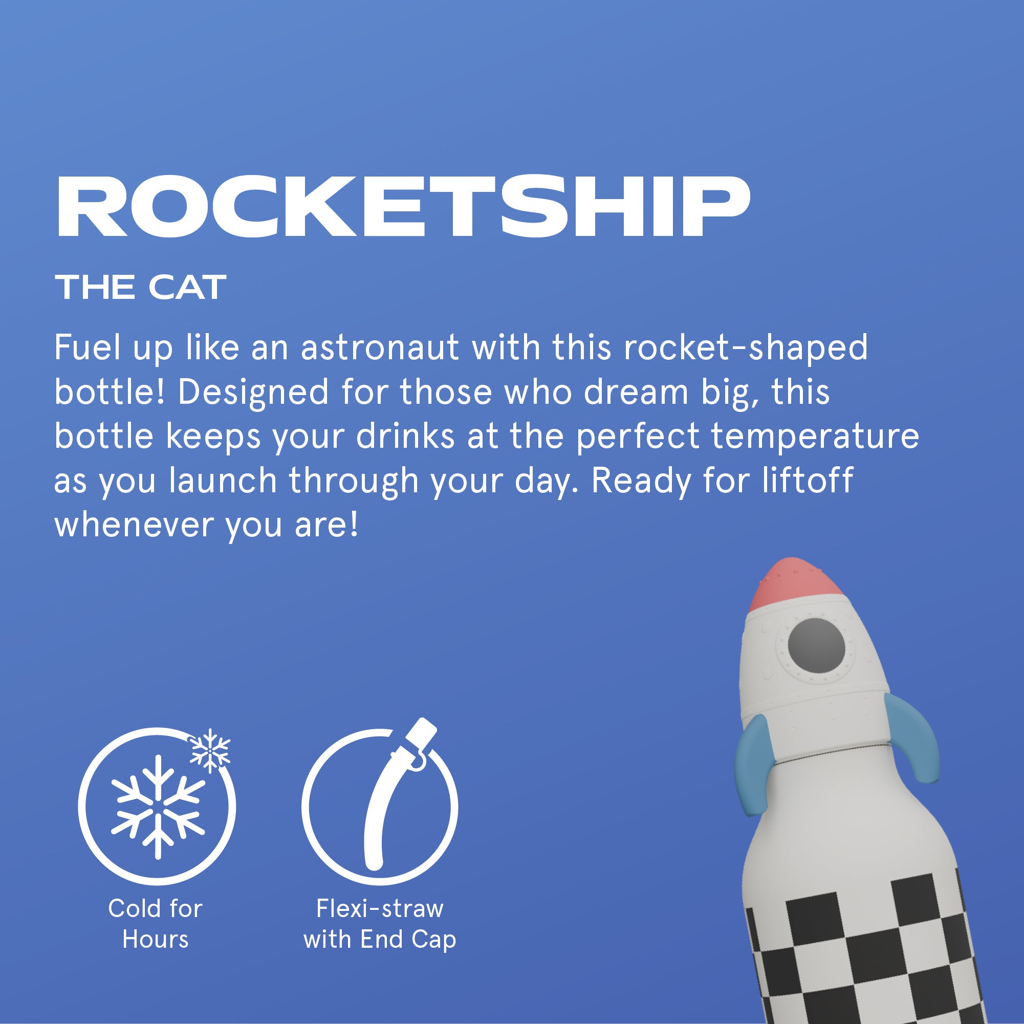 Butelka termiczna ze słomką Bestie Asobu – Rakieta 460 ml