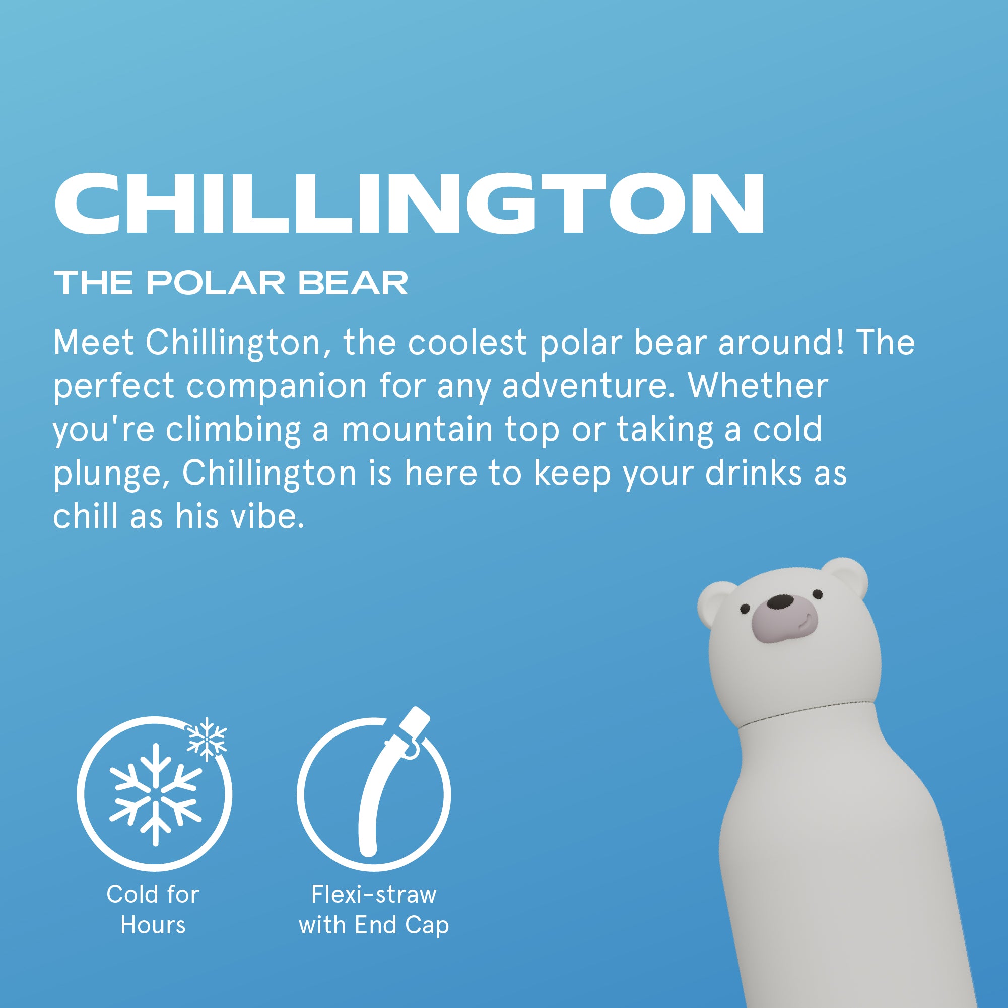 Bouteille isotherme avec paille Asobu Beasts – Ours polaire 460 ml
