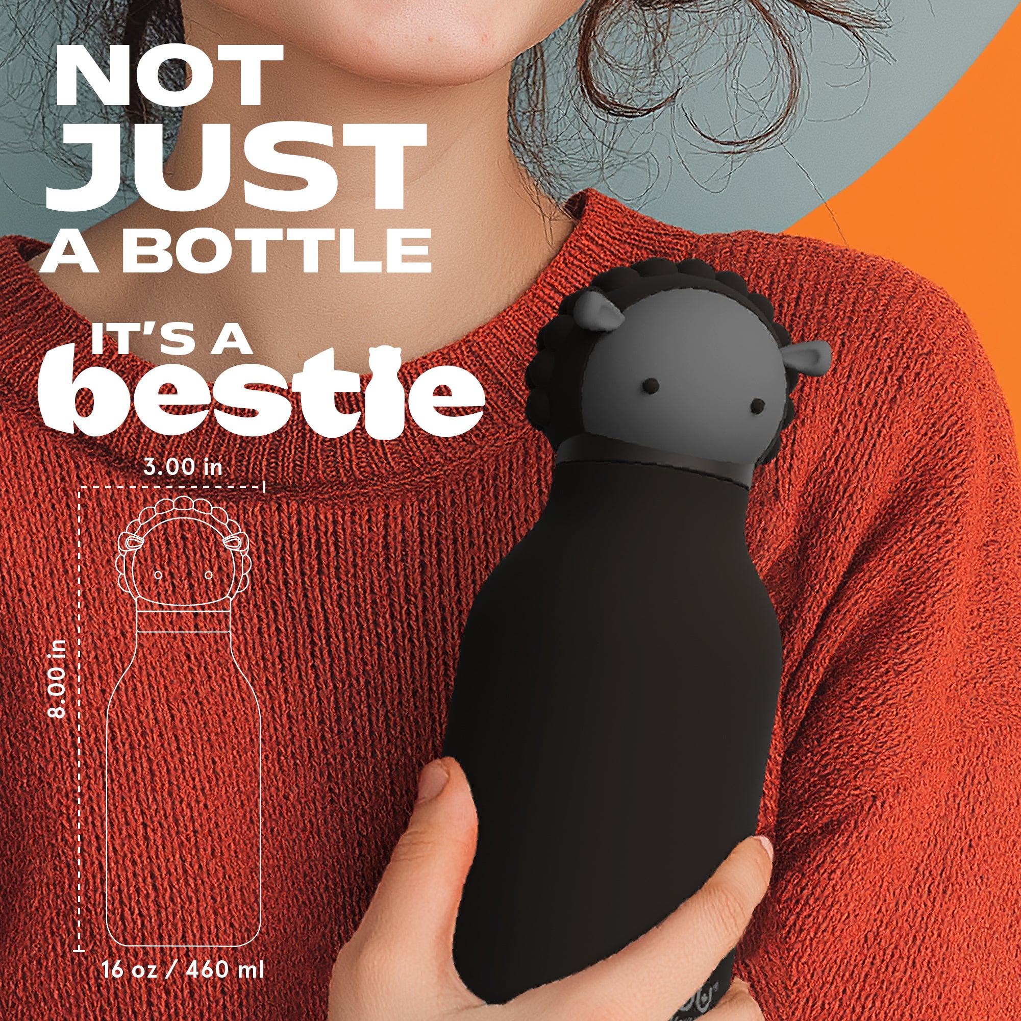 Garrafa térmica Bestie Asobu com canudo – Ovelha branca 460 ml