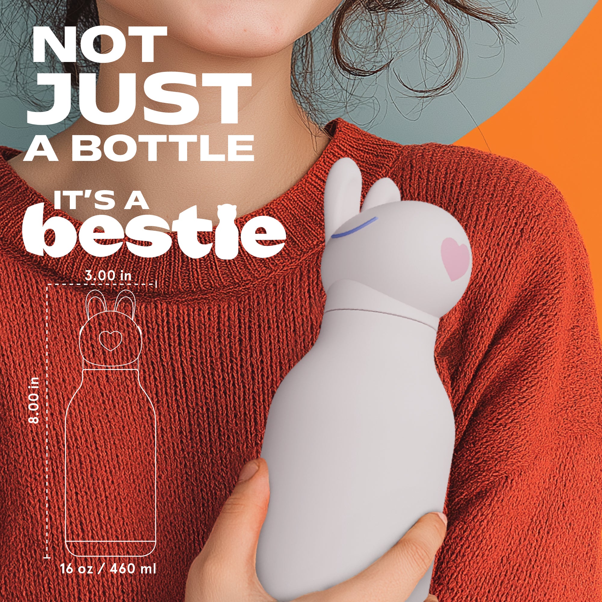 Bouteille isotherme avec paille Bestie Asobu – Lapin 460 ml